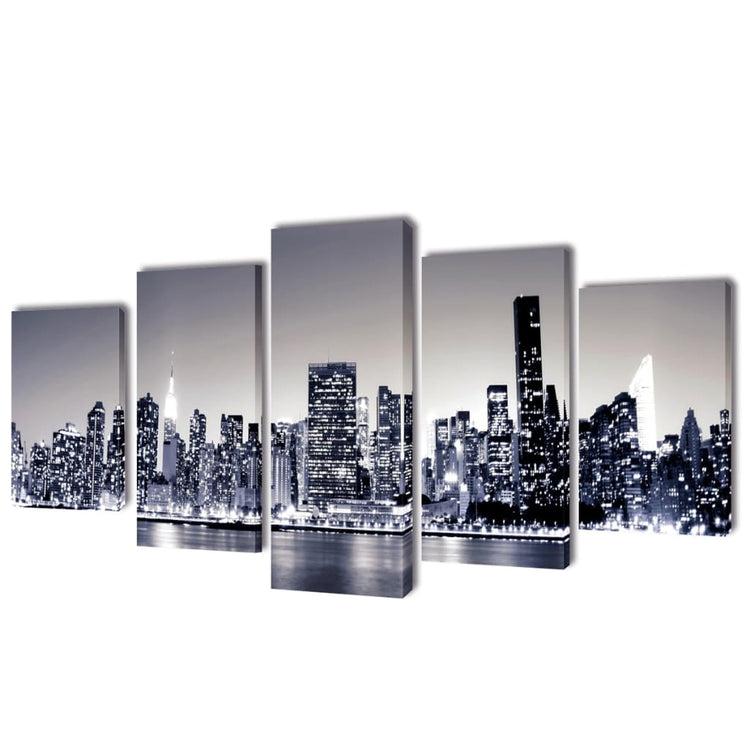 VIDAXL -Leinwand Wanddruck Set Monochrom York Skyline 200 x 100 cm