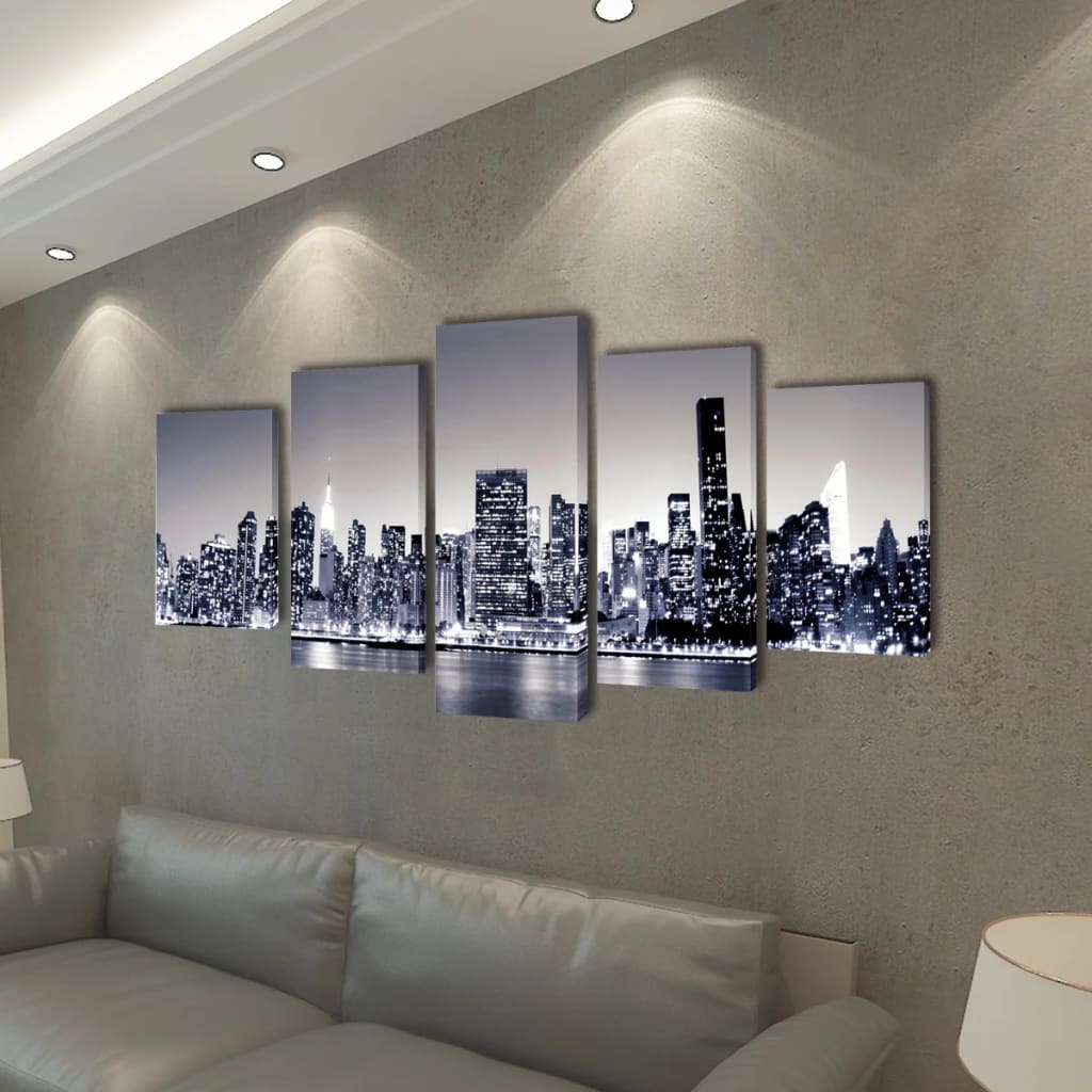 VIDAXL -Leinwand Wanddruck Set Monochrom York Skyline 200 x 100 cm