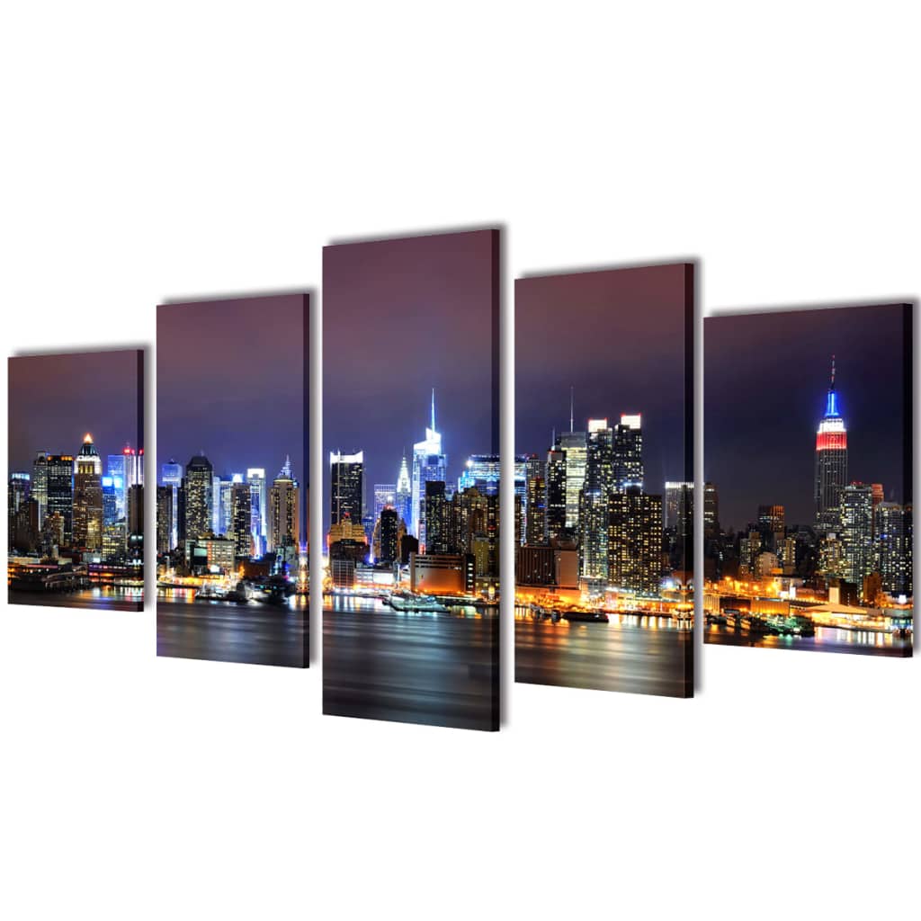 VIDAXL -Leinwand Wanddruck Set farbenfrohe York Skyline 200 x 100 cm