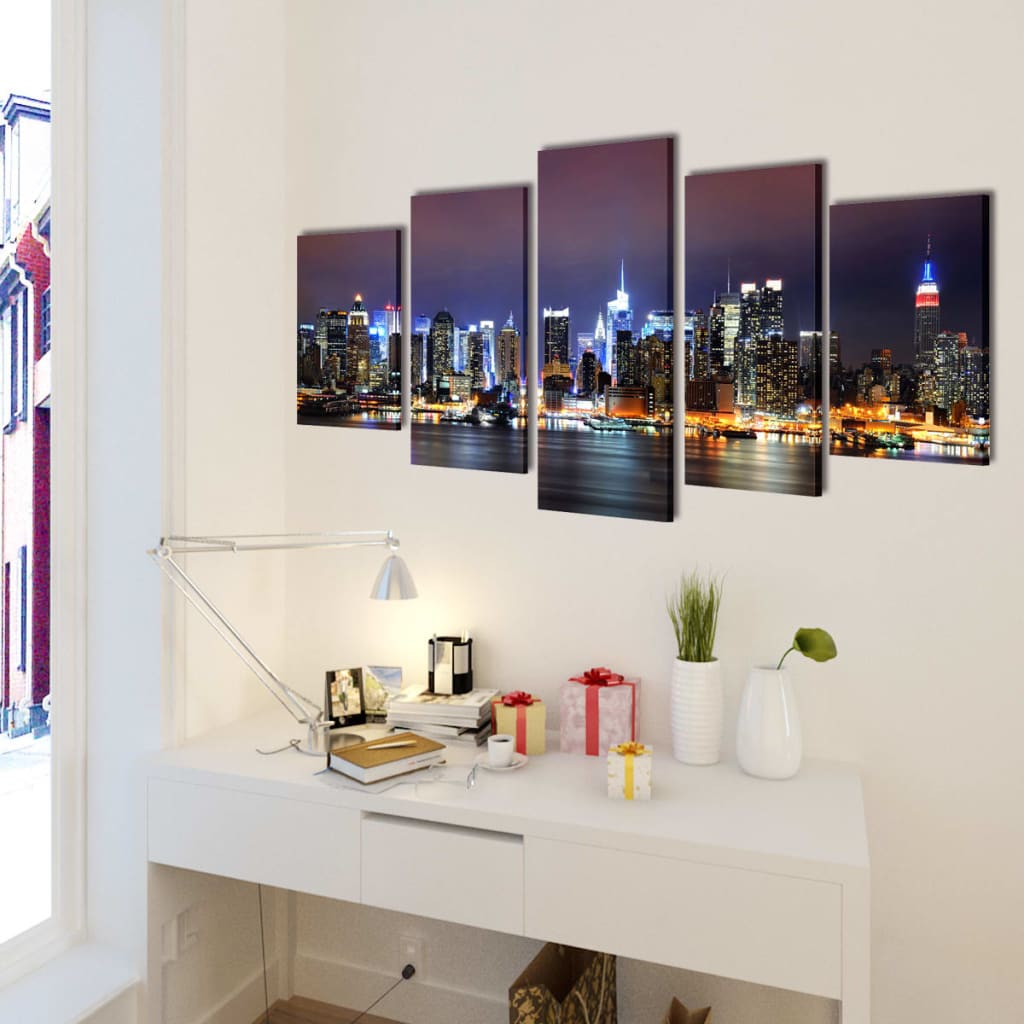 VIDAXL -Leinwand Wanddruck Set farbenfrohe York Skyline 200 x 100 cm
