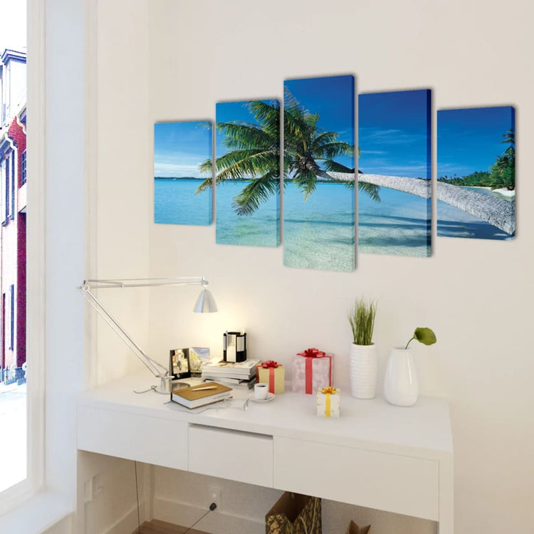Vidaxl Canvas Walldruck Sandstrand mit Palme 200 x 100 cm