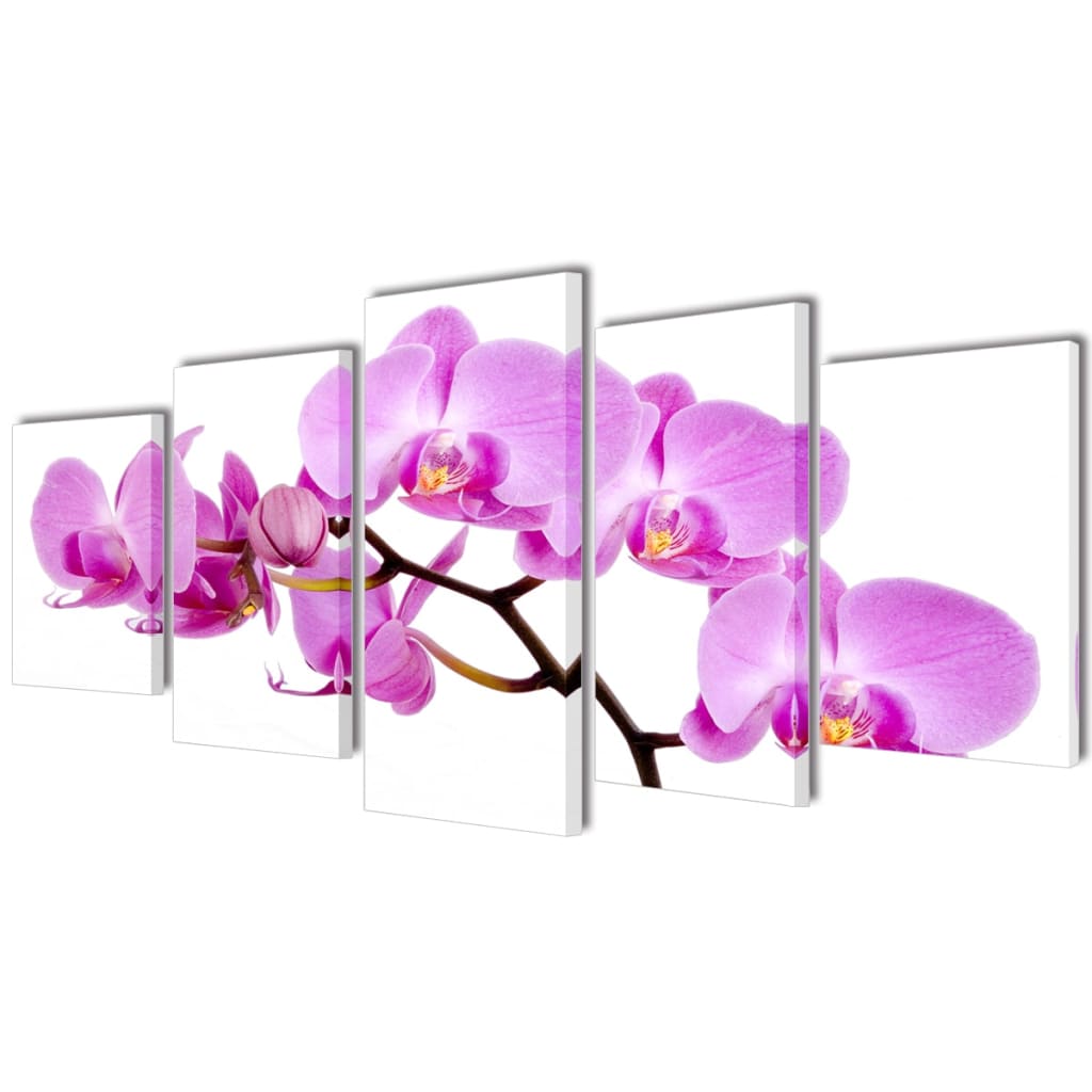 VidaXL Leinwand-Wanddruck-Set Orchidee 100 x 50 cm