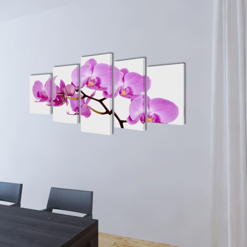 VidaXL Leinwand-Wanddruck-Set Orchidee 100 x 50 cm