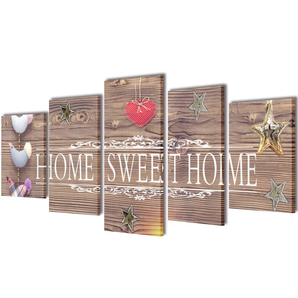Vidaxl Canvas Wanddruckset Home Sweet Home Design 200 x 100 cm