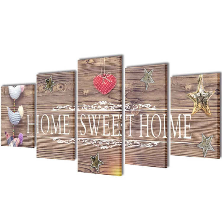 Vidaxl Canvas Wanddruckset Home Sweet Home Design 200 x 100 cm