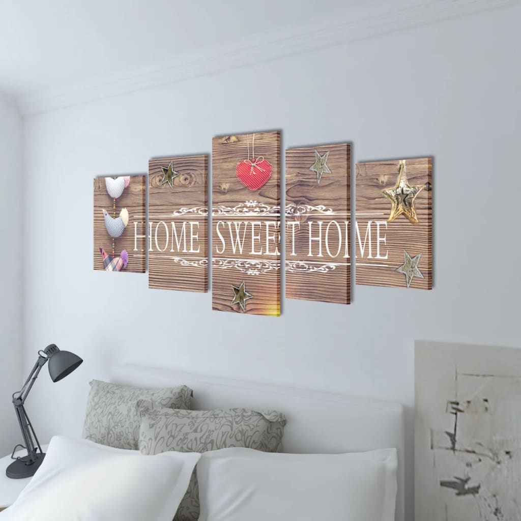 Vidaxl Canvas Wanddruckset Home Sweet Home Design 200 x 100 cm