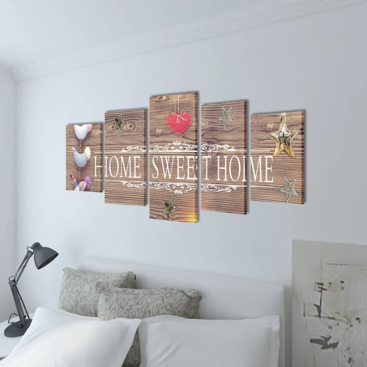 Vidaxl Canvas Wanddruckset Home Sweet Home Design 200 x 100 cm