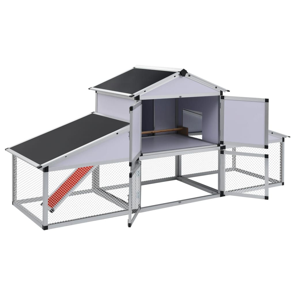 Vidaxl Chicken Coop mit Ren und Nest Box Aluminium