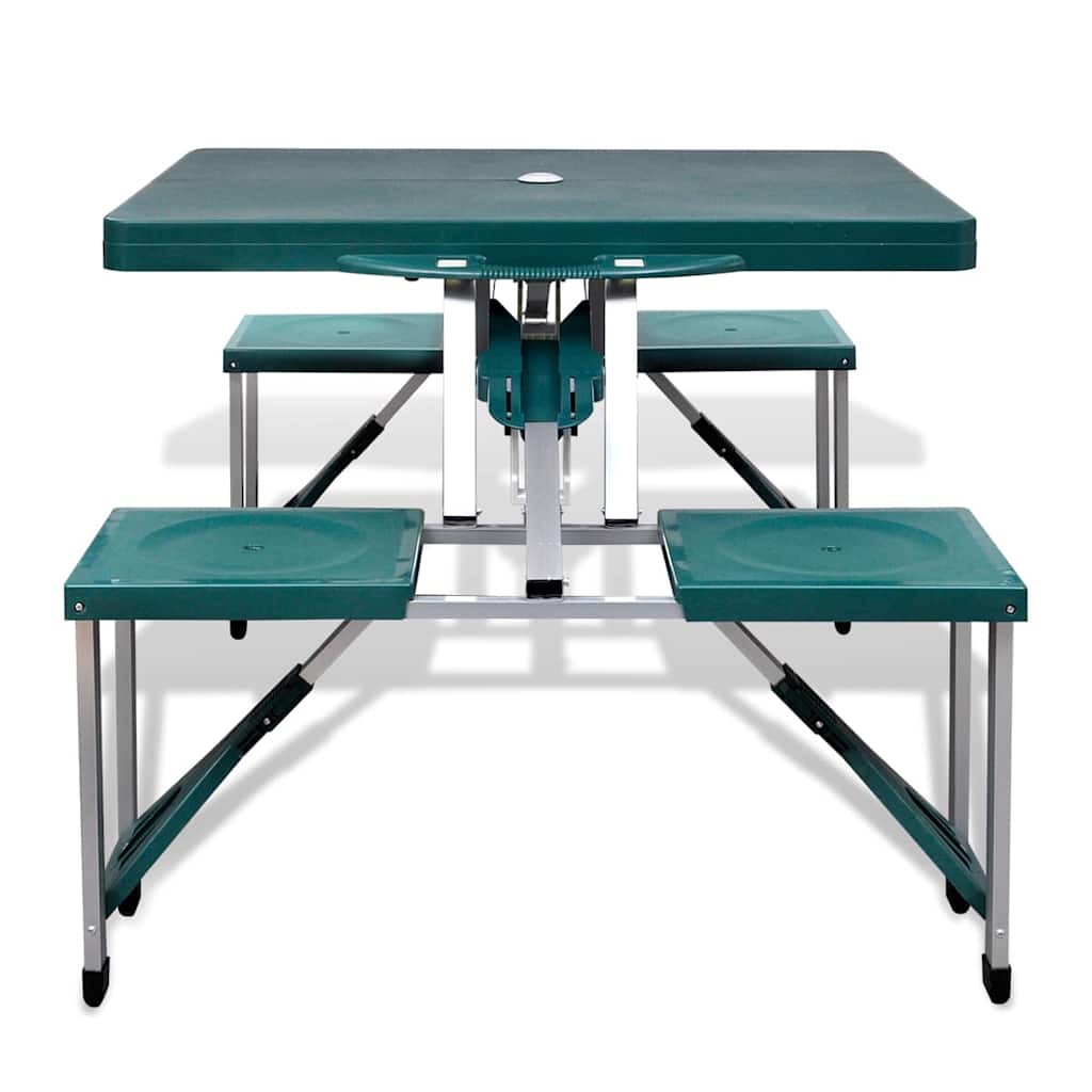Vidaxl Camping -Tisch mit vier Stühlen extra leichte Aluminium zusammenklappbar (grün)