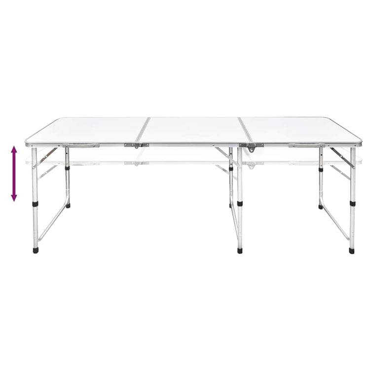 Vidaxl Camping Tabelle faltbar und einstellbar in Höhe Aluminium 180 x 60 cm