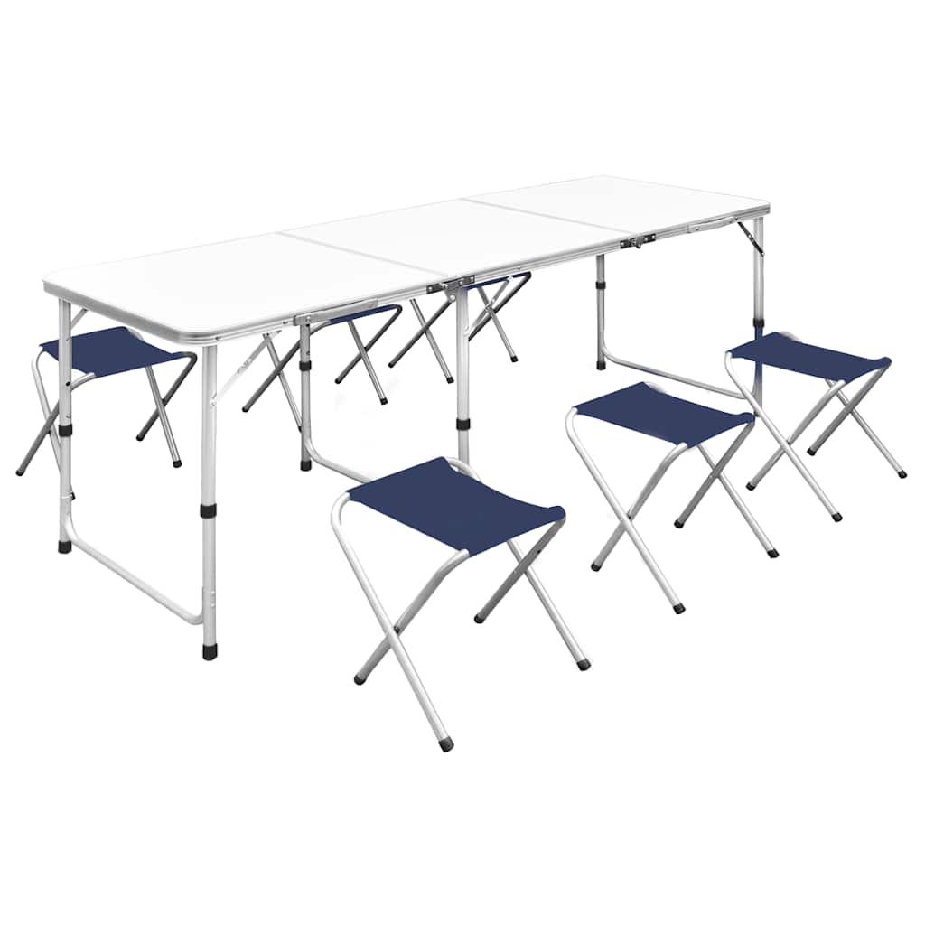 Vidaxl Camping Table in Höhe mit 6 Stühlen 180x60 cm einstellbar