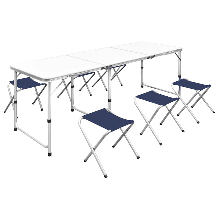 Vidaxl Camping Table in Höhe mit 6 Stühlen 180x60 cm einstellbar