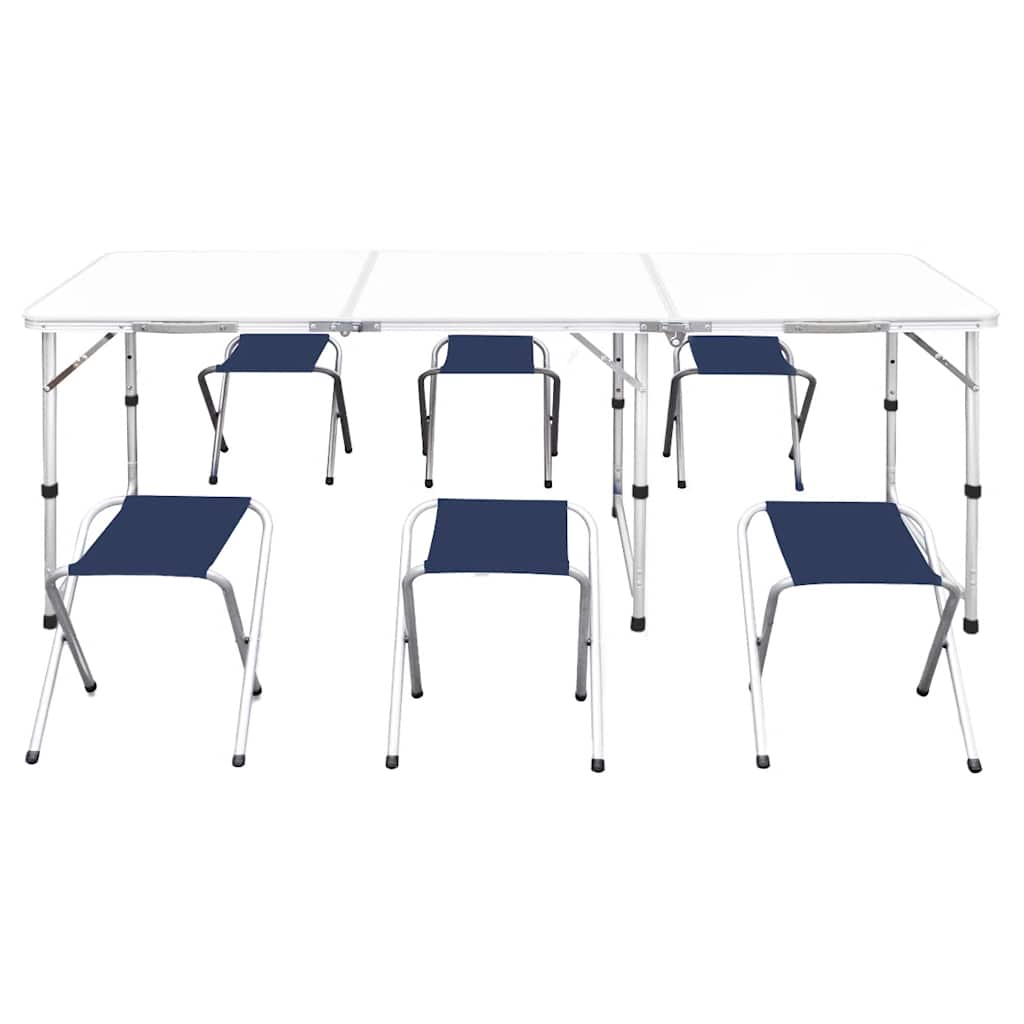 Vidaxl Camping Table in Höhe mit 6 Stühlen 180x60 cm einstellbar