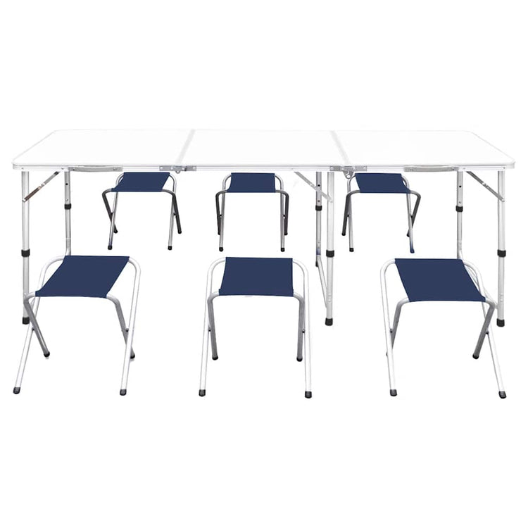 Vidaxl Camping Table in Höhe mit 6 Stühlen 180x60 cm einstellbar
