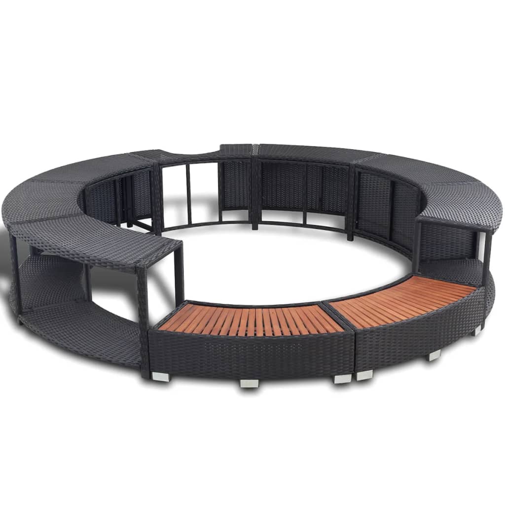 Vidaxl hottub-bouw poly rattan schwarz