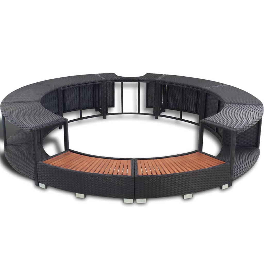 Vidaxl hottub-bouw poly rattan schwarz