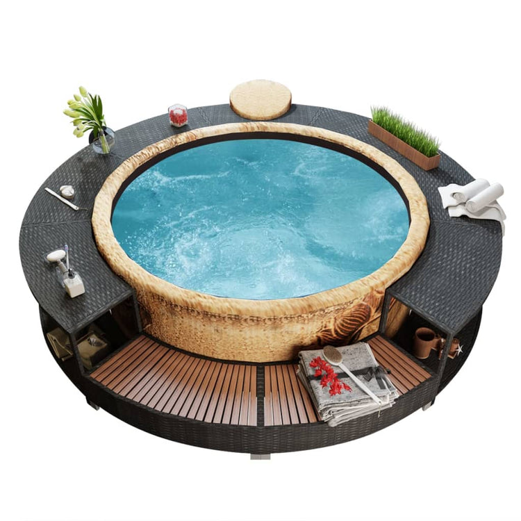Vidaxl hottub-bouw poly rattan schwarz