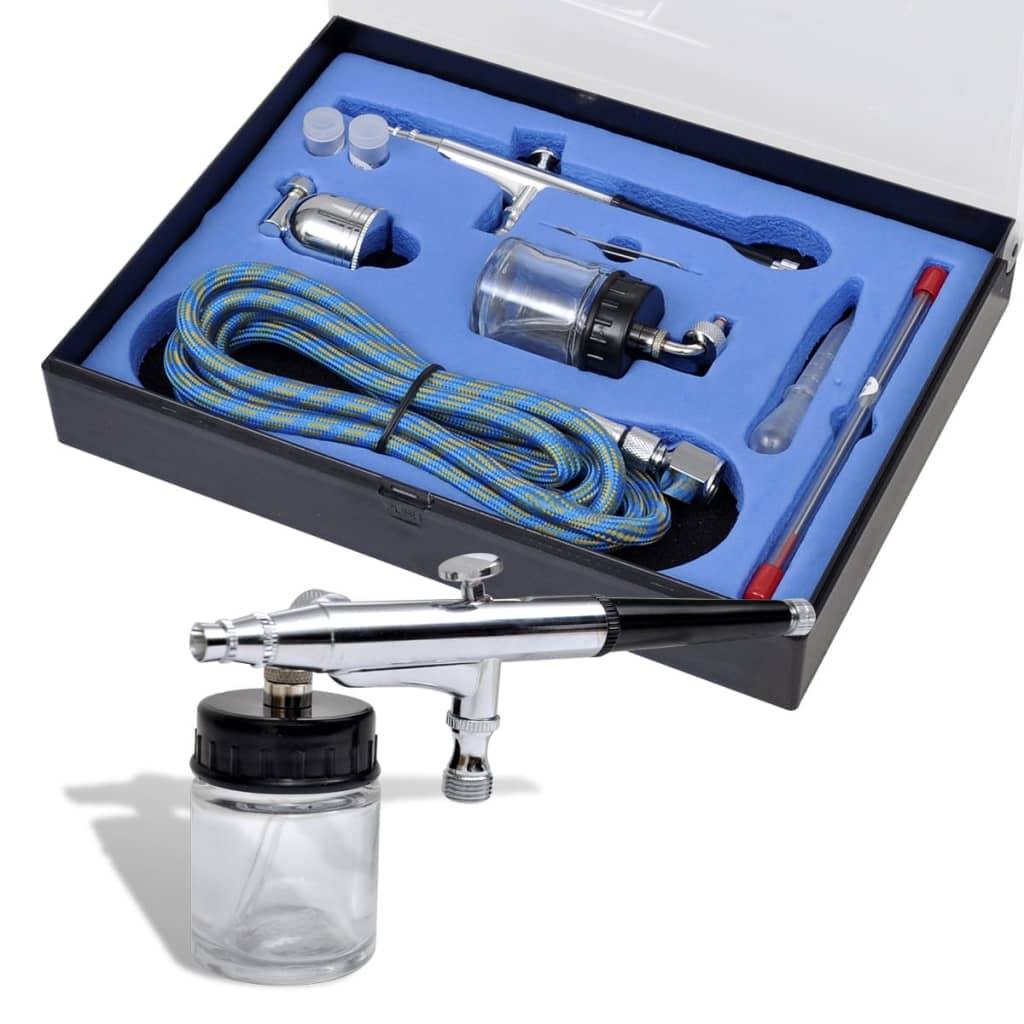 Vidaxl Airbrush Set mit Glasbecher 0,2 0,3 0,5 mm Mundstücke