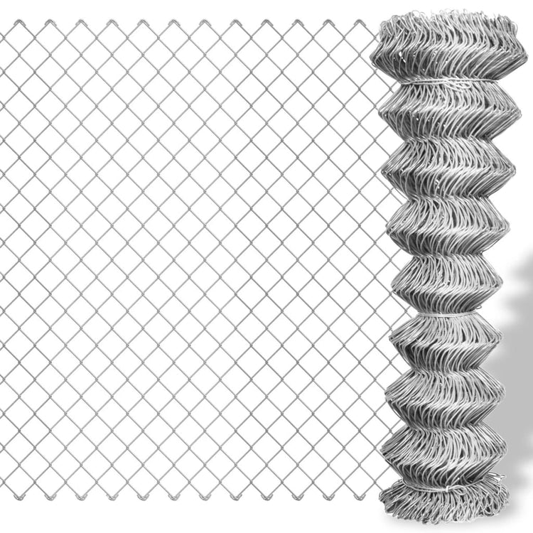 Vidaxl -Netzzaun 15x1,5 m verzinktes Stahl silberfarben