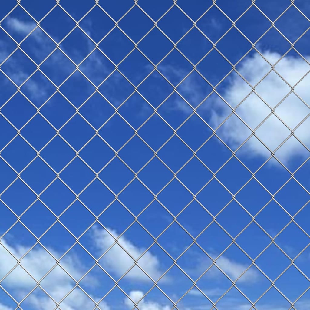 Vidaxl -Netzzaun mit Polen 15x1,25 m verzinktes Stahl Silber gefärbt