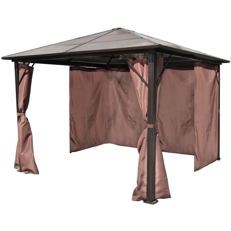 Vidaxl -Laube mit Vorhang 300 x 300 cm Aluminiumbraun