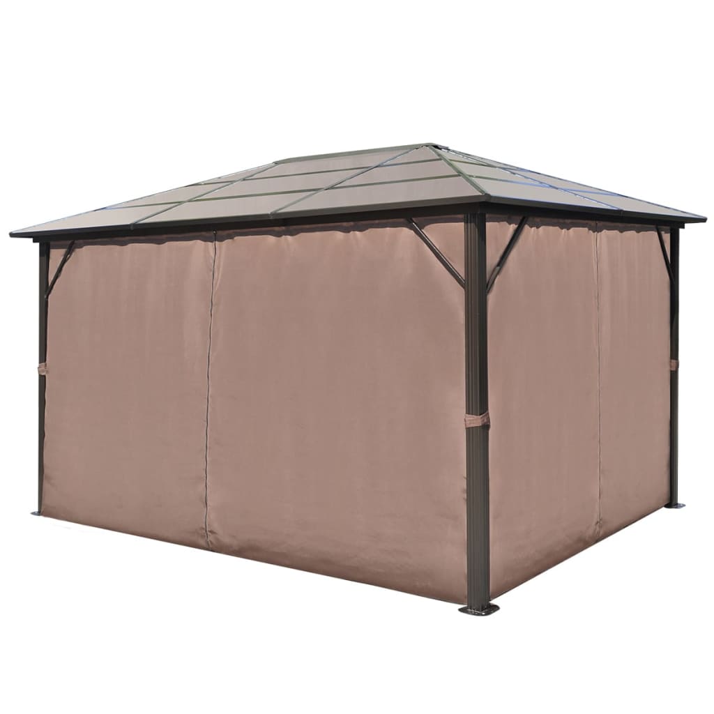 Vidaxl -Laube mit Vorhang 400 x 300 cm Aluminiumbraun
