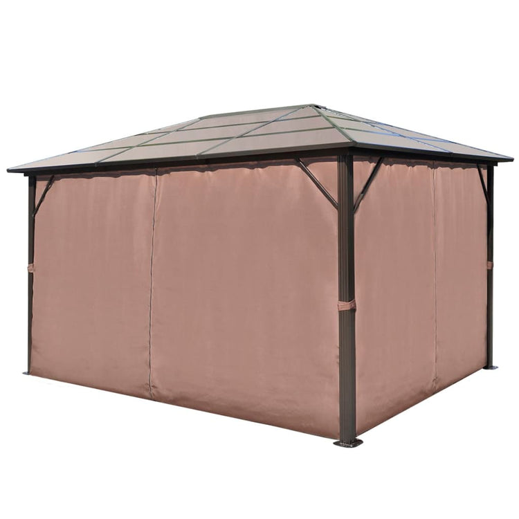 Vidaxl -Laube mit Vorhang 400 x 300 cm Aluminiumbraun