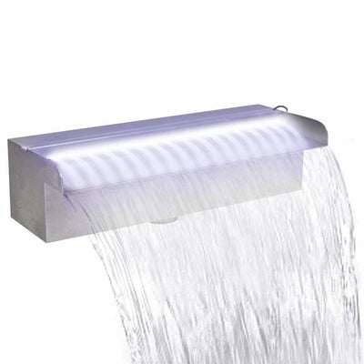 Vidaxl Schwimmbad Wasserfall mit LEDs rechteckig 30 cm Edelstahl