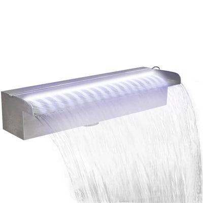 Vidaxl Schwimmbad Wasserfall mit LEDs rechteckig 45 cm Edelstahl