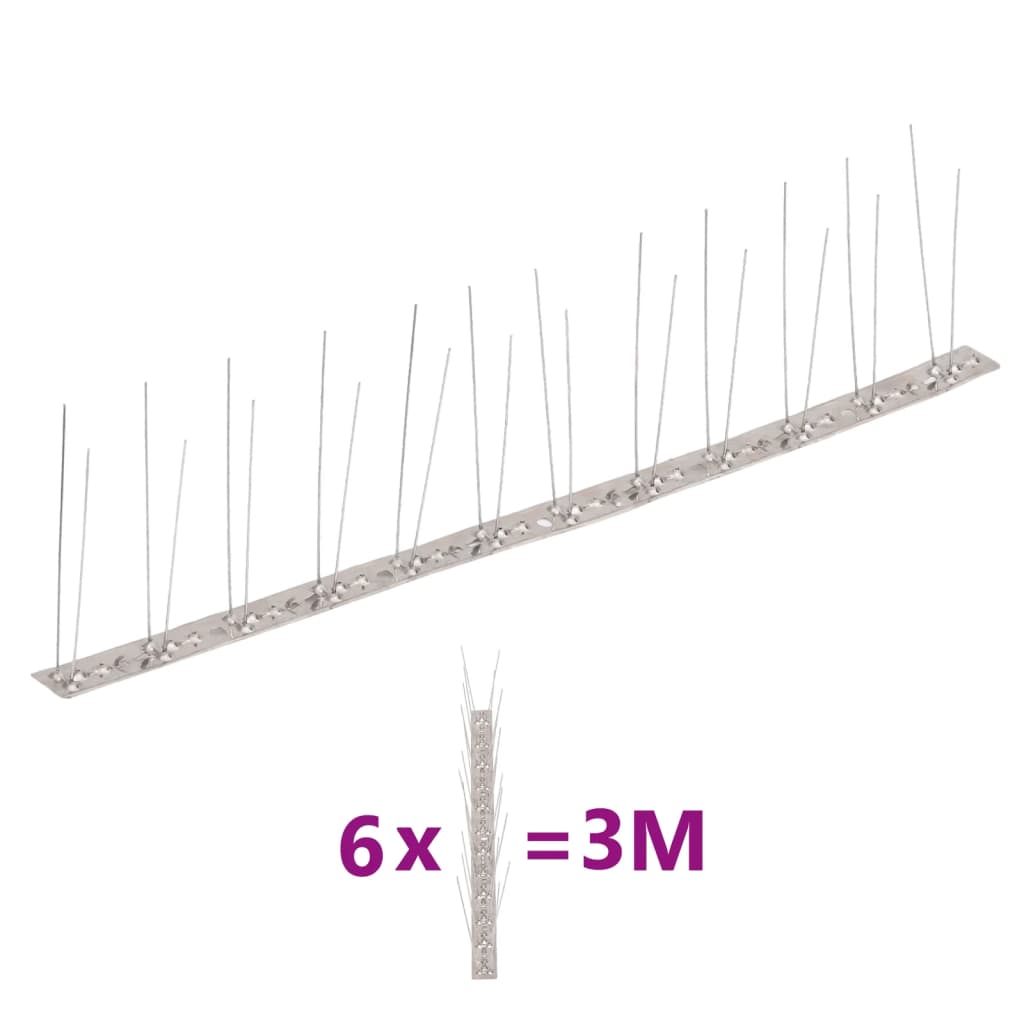 Vidaxl Vogelen Taubenstifte mit 2 Reihen 6 St 3 m Edelstahl
