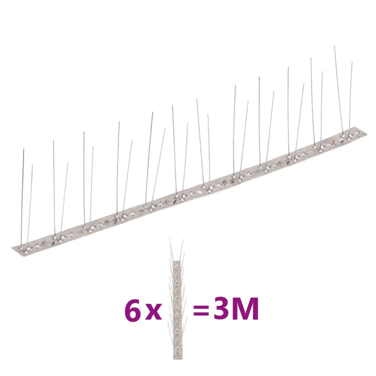 Vidaxl Vogelen Taubenstifte mit 2 Reihen 6 St 3 m Edelstahl