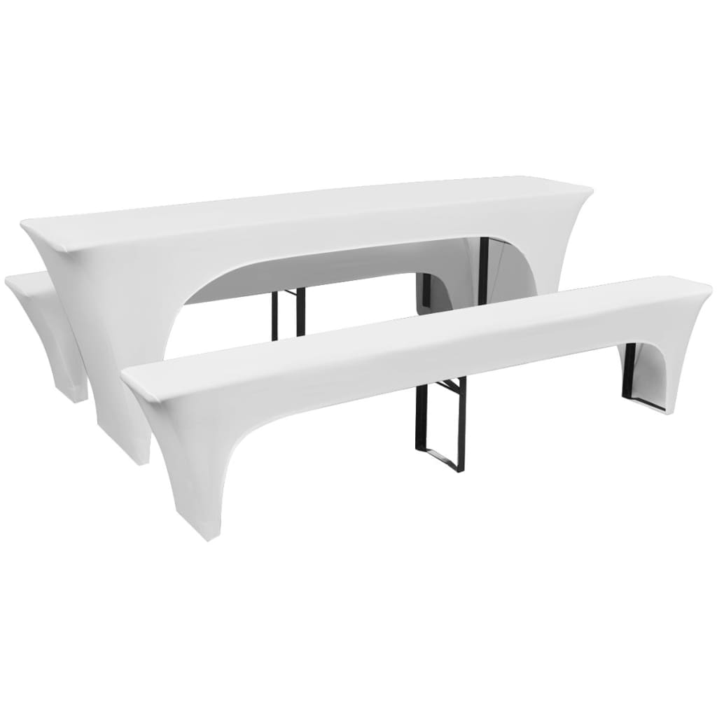 VIDAXL -Koffer für Biertisch und Bänke dehnen weiß 3 Stücke 220 x 70 x 80 cm