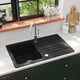 Vidaxl -Waschbecken Granit Einerkörper mit Abfluss reversibler Schwarz