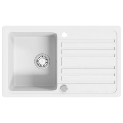 Vidaxl Sink Granit Einer Behälter mit Abfluss in reversibler Creme