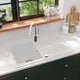 Vidaxl Sink Granit Einer Behälter mit Abfluss in reversibler Creme