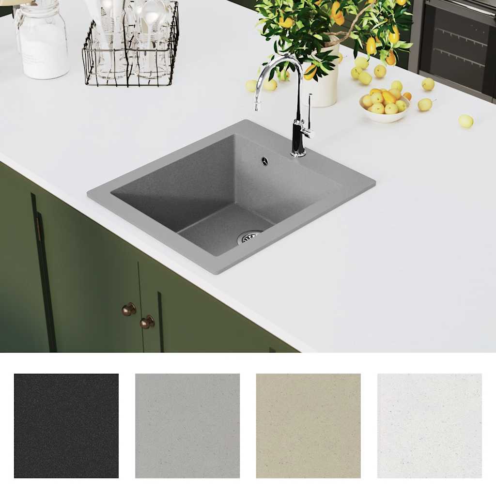 Vidaxl Sink Struktur Einzelschüssel Granitgrau