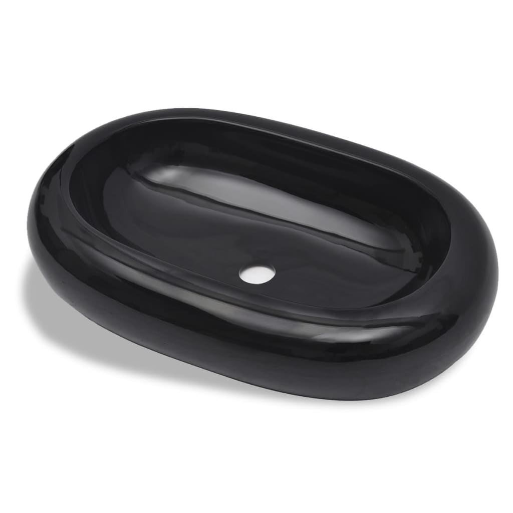 Vidaxl Washbe, Keramik, Oval, Schwarz