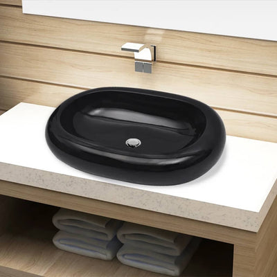 Vidaxl Washbe, Keramik, Oval, Schwarz