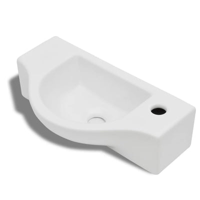 Vidaxl -Waschbecken mit weißer Keramik mit Kranloch