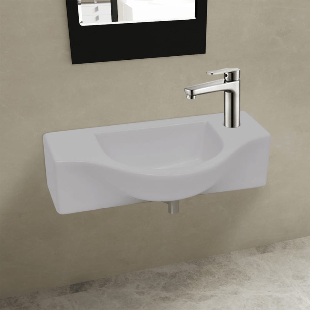 Vidaxl -Waschbecken mit weißer Keramik mit Kranloch