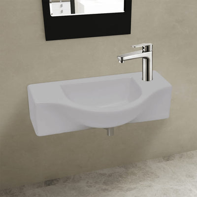 Vidaxl -Waschbecken mit weißer Keramik mit Kranloch