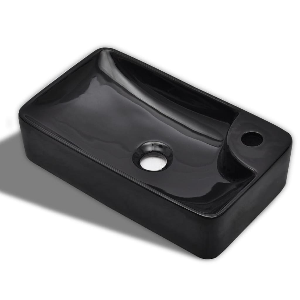 Vidaxl -Spüle mit Tap -Loch, Keramik, schwarz
