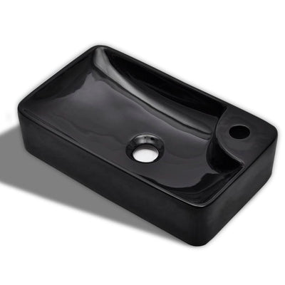 Vidaxl -Spüle mit Tap -Loch, Keramik, schwarz