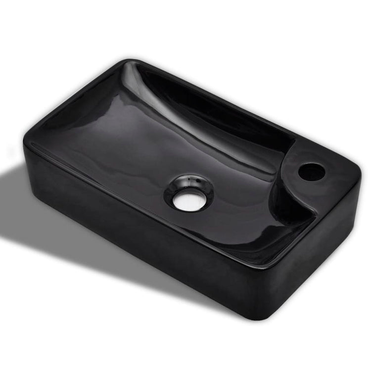 Vidaxl -Spüle mit Tap -Loch, Keramik, schwarz