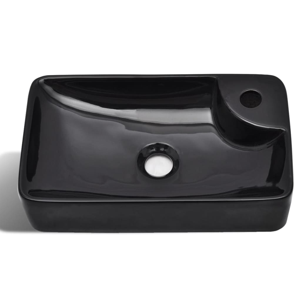 Vidaxl -Spüle mit Tap -Loch, Keramik, schwarz
