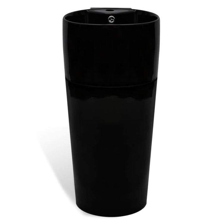 Vidaxl Stehende Waschbecken mit Landung und Taphole Black Round Ceramics