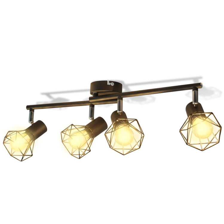 Vidaxl Deckenlampe mit 4 LEDs Industrial Style Schwarz