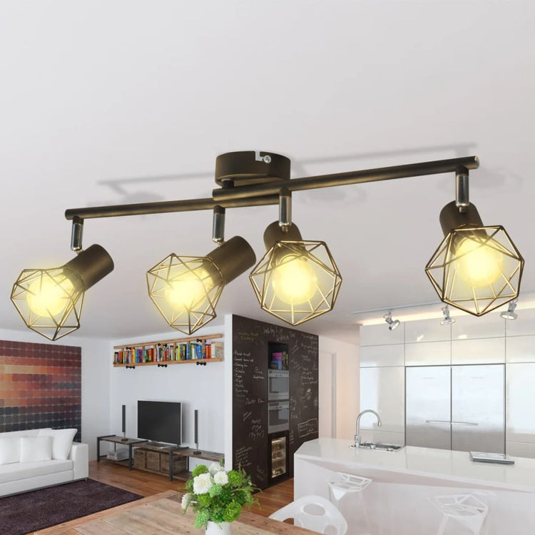 Vidaxl Deckenlampe mit 4 LEDs Industrial Style Schwarz