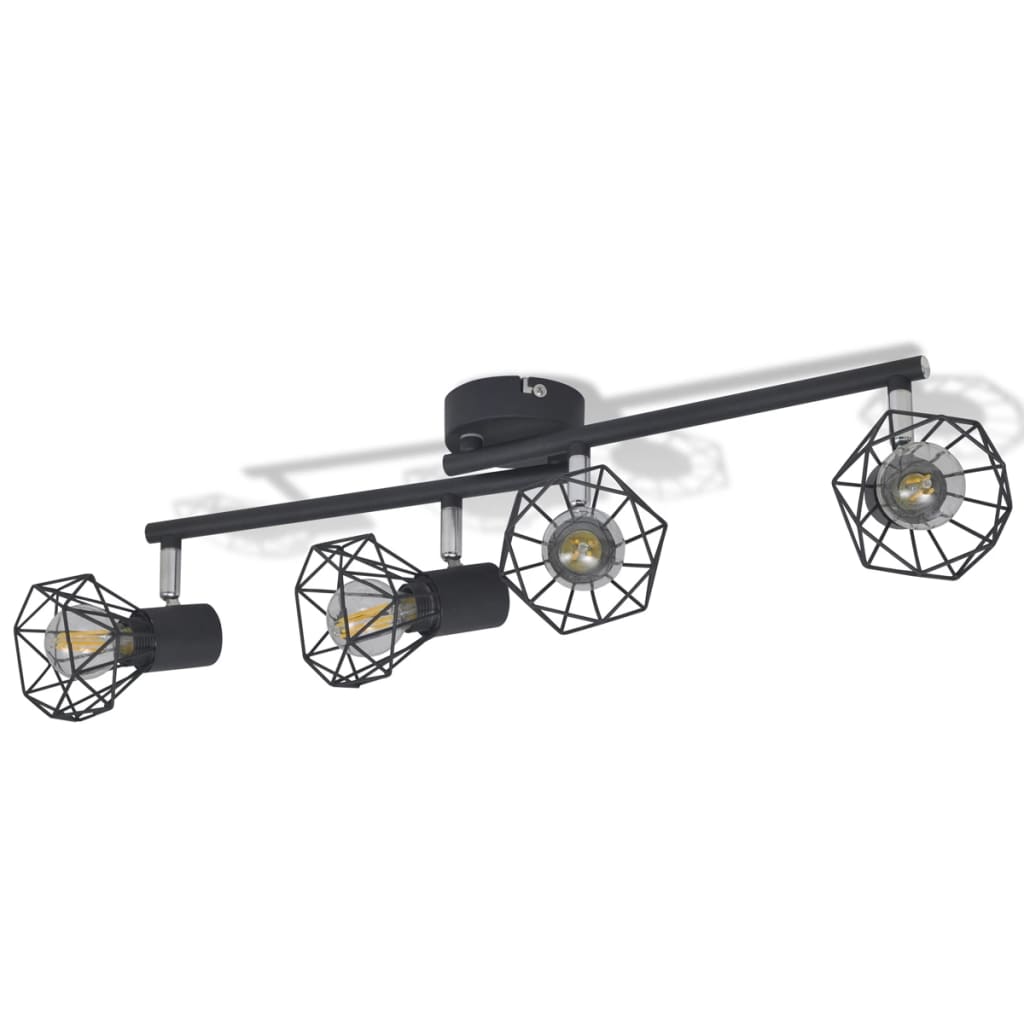 Vidaxl Deckenlampe mit 4 LEDs Industrial Style Schwarz