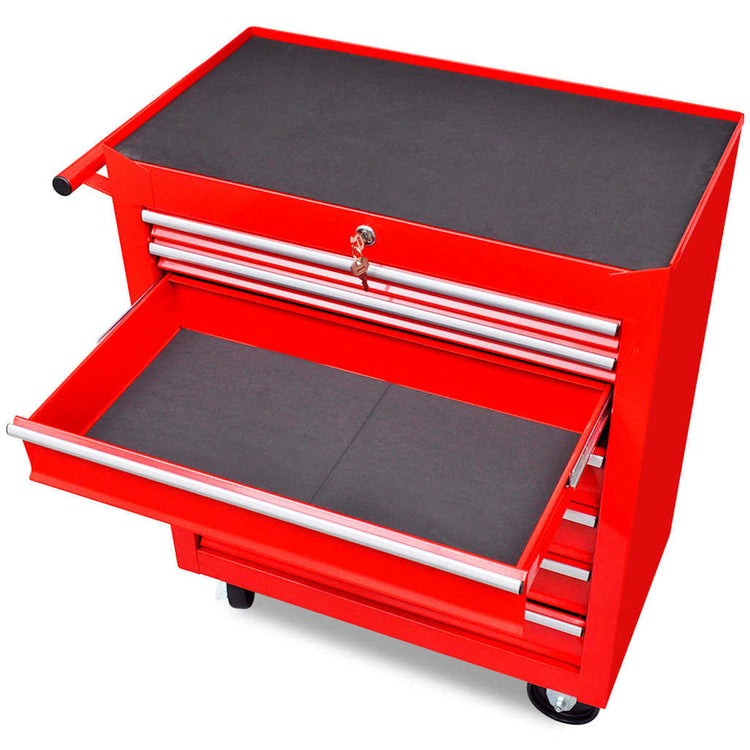 Vidaxl -Werkzeugtrolley 7 Schubladen rot